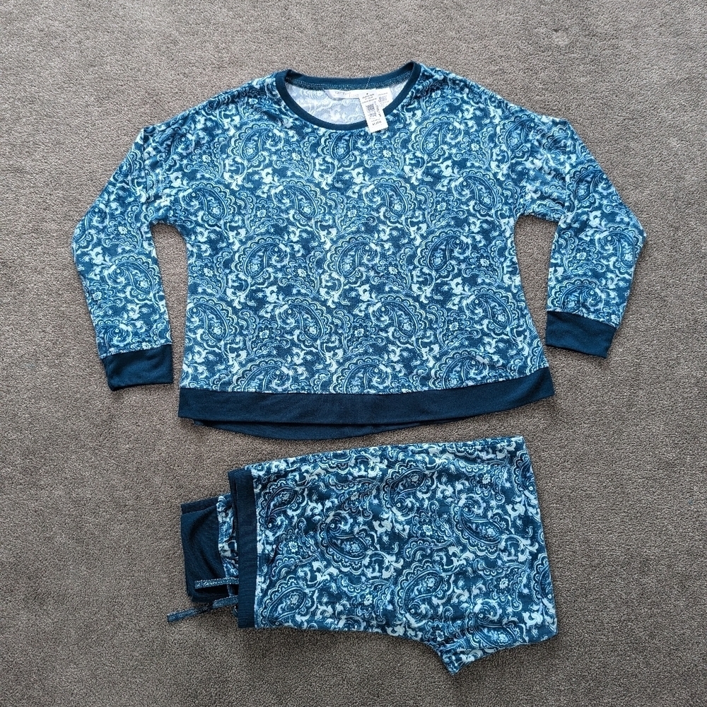 NEW Jasmine Rose Women's Teal Paisley Pajama Set Size XL NWT Long Sleeve